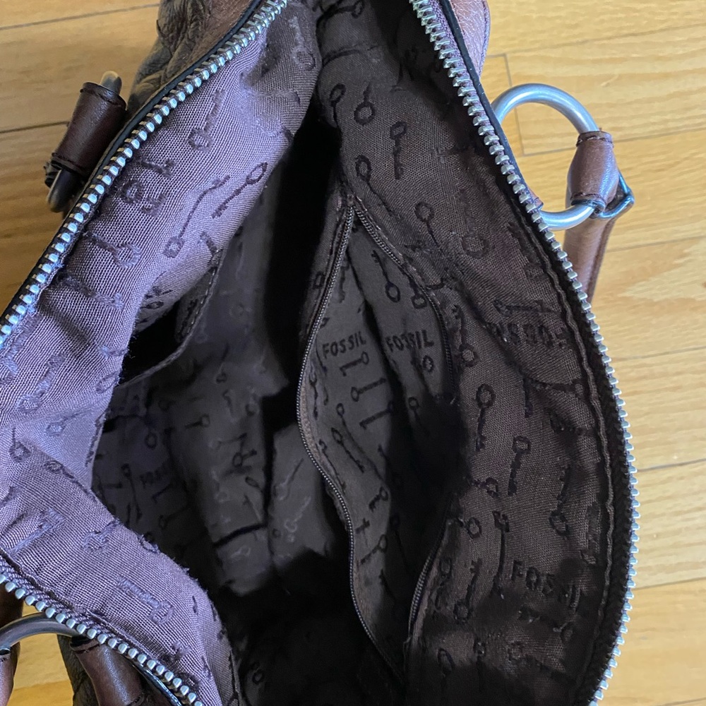 Fossil Brown Metallic Patchwork Bag - image 5